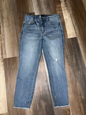 Kut from the Kloth Faded Distressed Ankle Jeans - Light Blue